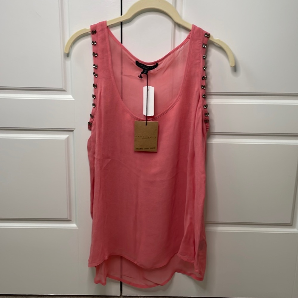 Sanctuary jeweled pink sleeveless top NWT